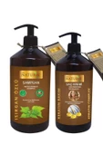 Naturix Tuzsuz Şampuan 2Li Kepek Önleyici Isırgan Otu Şampuanı 600 Ml + 500 Ml Keratin Bakım Saç Kremi - 1