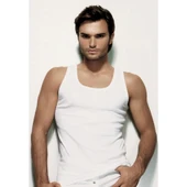 3 Adet Çift Kaplan Erkek Ribana Atlet Beyaz 775 thumbnail 1