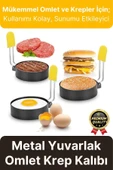 Premium Metal Yanmaz Yapışmaz Sunum Görsel Yumurta Krep Gözleme Şekillendirici Yuvarlak Omlet Kalıbı - 1