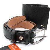 Hakiki Deri Cüzdan & Kemer Seti Siyah Erkek Aksesuar thumbnail 1