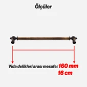 Defne Metal Eskitme Antik Sarı Kulp 160 mm Mobilya Çekmece Mutfak Dolabı Dolap Kulpları Kulb Kulpu - 2