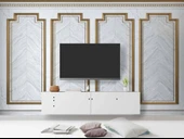 3 Boyutlu Saray Beyaz Düz Panel Duvar Kağıdı Baskı thumbnail 3