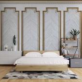 3 Boyutlu Saray Beyaz Düz Panel Duvar Kağıdı Baskı thumbnail 2