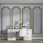 3 Boyutlu Saray Beyaz Düz Panel Duvar Kağıdı Baskı thumbnail 4