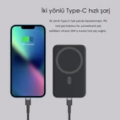 SWORD Magsafe Powerbank 7000mAh 20W Hızlı Şarj Standlı ve Taşınabilir iPhone ve Android Uyumlu Siyah SW-MGSF7 - 11