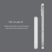 SWORD Magsafe Powerbank 7000mAh 20W Hızlı Şarj Standlı ve Taşınabilir iPhone ve Android Uyumlu Beyaz SW-MGSF7 - 6