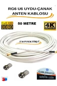 CABLEMASTER 50 METRE Uydu Çanak Anten Kablosu CM-101 48 TEL RG6 U4 BAKIR ALIŞIMLI  2 Adet Connektör Dahil - 1