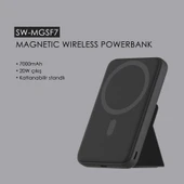 SWORD Magsafe Powerbank 7000mAh 20W Hızlı Şarj Standlı ve Taşınabilir iPhone ve Android Uyumlu Beyaz SW-MGSF7 - 2