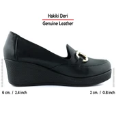 Erkan Saçmacı Hayley Siyah Hakiki Deri Tokalı Yuvarlak Burun Dolgu Topuklu Günlük Ayakkabı thumbnail 2