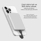 SWORD Magsafe Powerbank 4200mAh 15W Hızlı Şarj İnce ve Hafif iPhone ve Android Uyumlu Beyaz SW-MGSF4 - 6