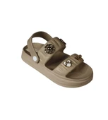 AKINALBELLA Siyah Beyaz Gri Kadın Taşlı deniz havuz plag gündelik arkası geçkili terlik Topuk Boyu 4cm thumbnail 3