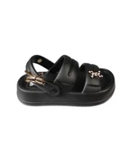 AKINALBELLA Siyah Beyaz Gri Kadın Taşlı deniz havuz plag gündelik arkası geçkili terlik Topuk Boyu 4cm thumbnail 9