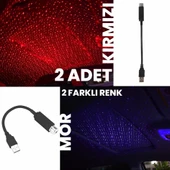 UpWay USB Lazer Yıldız Projektörü 2 Adet Kırmızı Mor Gece Lambası Oto Aksesuarı - 6
