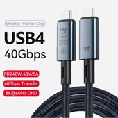 Daytona ZR852 240W USB 4.0 40GBPS 8k Thunderbolt Görüntü Aktarım ve Hızlı Şarj Kablosu 1 Metre - 5