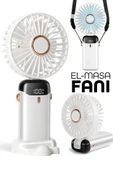 LCD Ekranlı Şarjlı El Fanı Mini Vantilatör 5 Kademe Sessiz Boyun Askılı Beyaz Fan - 1