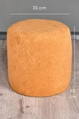Silindir Puf Tabure Kuzu Kumaş Bej Makyaj Pufu Puf Sandalye Ayak Uzatma Pufu - 3