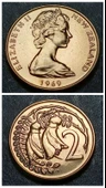 Escoines Koleksiyon 399636834cd802ae5e 2cent 1969 Yeni Zelanda Setten Çıkma PROOF eski madeni para - 1