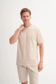 Cazador Erkek Bisiklet Yaka Regular Fit Örme Tişört 4121 Bej thumbnail 2