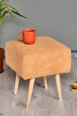 Puf Tabure Ahşap Ayaklı Kuzu Kumaş Makyaj Pufu Puf Sandalye Ayak Uzatma Pufu Kare Puf Bench - 1