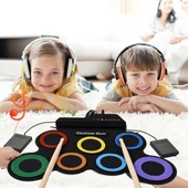 Ayt Magicvoice G3002 Elektronik Bateri Roll UP Davul Matı Kiti 7 Ped Çocuk Müzik Aleti Trampet - 1