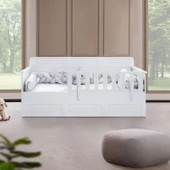 Yavrulu Karyola, Mira Yavrulu Montessori Karyola - Beyaz + 1 Adet Comfort Yatak - 3