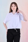 Kız Çocuk Bel Büzgü Detaylı Crop Gömlek 6-14 Yaş 12253 thumbnail 3