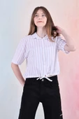 Kız Çocuk Bel Büzgü Detaylı Crop Gömlek 6-14 Yaş 12253 thumbnail 9