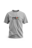 Kısa Kollu Free Palestine Yazısı Ve Filistin Bayrak Dijital Baskılı Unisex S - 2xl T300007 - 2