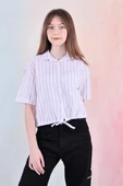 Kız Çocuk Bel Büzgü Detaylı Crop Gömlek 6-14 Yaş 12253 thumbnail 11