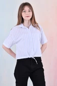 Kız Çocuk Bel Büzgü Detaylı Crop Gömlek 6-14 Yaş 12253 thumbnail 7