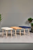 Puf Retro Ahşap Ayaklı Handmade Çok Amaçlı Kuzu Tüyü Puf Bench Koltuk Sandalye Makyaj Pufu - 6