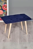 Puf Retro Ahşap Ayaklı Handmade Çok Amaçlı Kuzu Tüyü Puf Bench Koltuk Sandalye Makyaj Pufu - 1