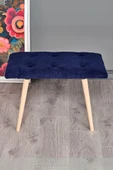 Puf Retro Ahşap Ayaklı Handmade Çok Amaçlı Kuzu Tüyü Puf Bench Koltuk Sandalye Makyaj Pufu - 2
