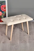 Puf Retro Ahşap Ayaklı Handmade Çok Amaçlı Kuzu Tüyü Puf Bench Koltuk Sandalye Makyaj Pufu - 7