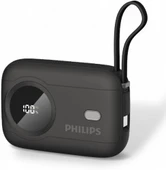 Philips DLP8722 Dahili Kablolu Powerbank, 10000 mAh, Dahili Type-C ve Lightning Kablo, Dijital Ekran, 3.6V, Akım Korumalı, Aşırı Şarj Korumalı, 182g (Siyah) thumbnail 1