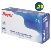 Beybi Eldiven Lateks Pudralı Medium 100'lü 20 Kutu - 1