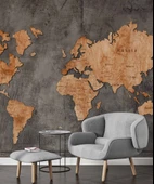 Koyu Ahşap Dünya Haritası Duvar Kağıdı thumbnail 6