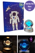 Satürn Kız Cam Küre Ve Nasa Defter Set Renk Değiştiren Işıklı Dekoratif Küre Set - 1