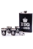 Big Boss Çelik Matara Hediye Seti Deri Kaplamalı İçecek Cep Matarası 4 Shot Bardaklı  Hediye Seti thumbnail 3