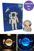 Satürn Kız Cam Küre Ve Nasa Defter Set Renk Değiştiren Işıklı Dekoratif Küre Set - 3