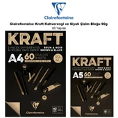 Clairefontaine Kraft Kahverengi ve Siyah Çizim Bloğu 90g 60 Yaprak thumbnail 1