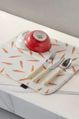 Bulaşık Kurutma Örtüsü, Bulaşıklık, Tezgah Üstü Bulaşık Matı, Süper Emici Mutfak Matı, Havuç Desenli - 2