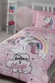 Özdilek Ranforce Tek Kişilik Çocuk Uyku Seti-Unicorn Pembe - 1