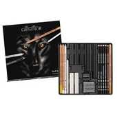 Cretacolor Wolfbox Premium Çizim Seti Metal Kutu 25li 91400-2602 - 1