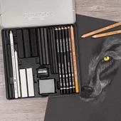 Cretacolor Wolfbox Premium Çizim Seti Metal Kutu 25li 91400-2602 - 4