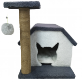 Kedi Oyun Evi Ve Tırmalama Tahtası Ponponlu Ve Zilli - 1