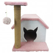 Kedi Oyun Evi Ve Tırmalama Tahtası Ponponlu Ve Zilli - 2