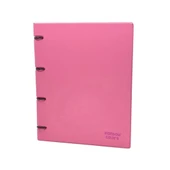 ÖNDER 124-23 RAİNBOW PLASTİK KAPAK HALKALI DOSYA 4 HALKALI PEMBE - 1