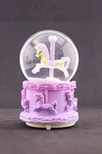 9 cm Pembe Mor Unicorn Tasarımlı Kar Küresi Işıklı Orta Boy Sevgiliye Yeni Yıl Yılbaşı Hediyesi - 4