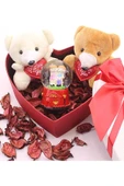 Dekoratif Sevgiliye Eşe Sürpriz Hediye Kalp Kutuda Mini Ayıcıklar ve Sevgililer Kar Küresi Seti thumbnail 5